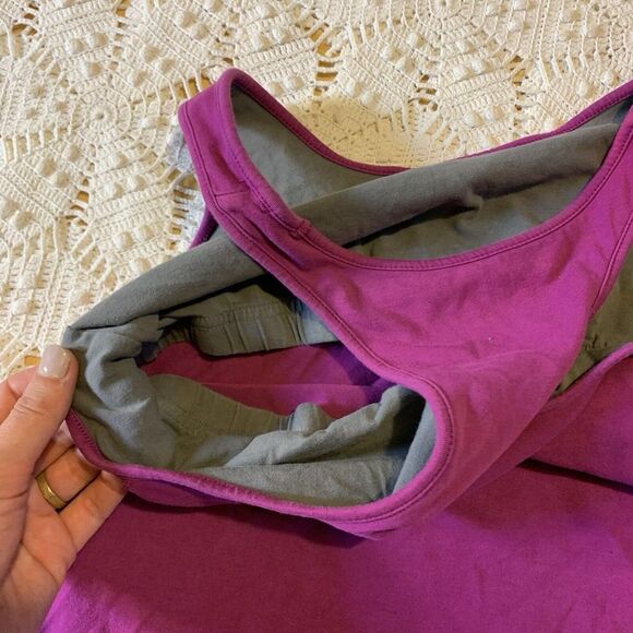 Joe Fresh (M) Workout Tank - Purple Gray Grey Racerback Stretch Shelf Bra - Picture 10 of 10